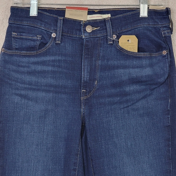 Levi's Classic Straight Fit Mid Rise Dark Wash‎ Denim Blue Jeans Sz 4/27 NEW - Picture 4 of 12